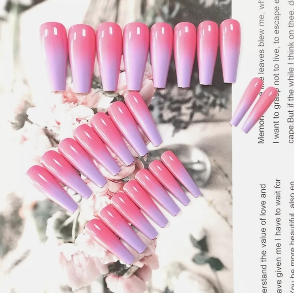 2/$30 PINK OMBRE 💅NAILS glue on OR press on W/GLUE, TABS & FILE -any length - Picture 2 of 9